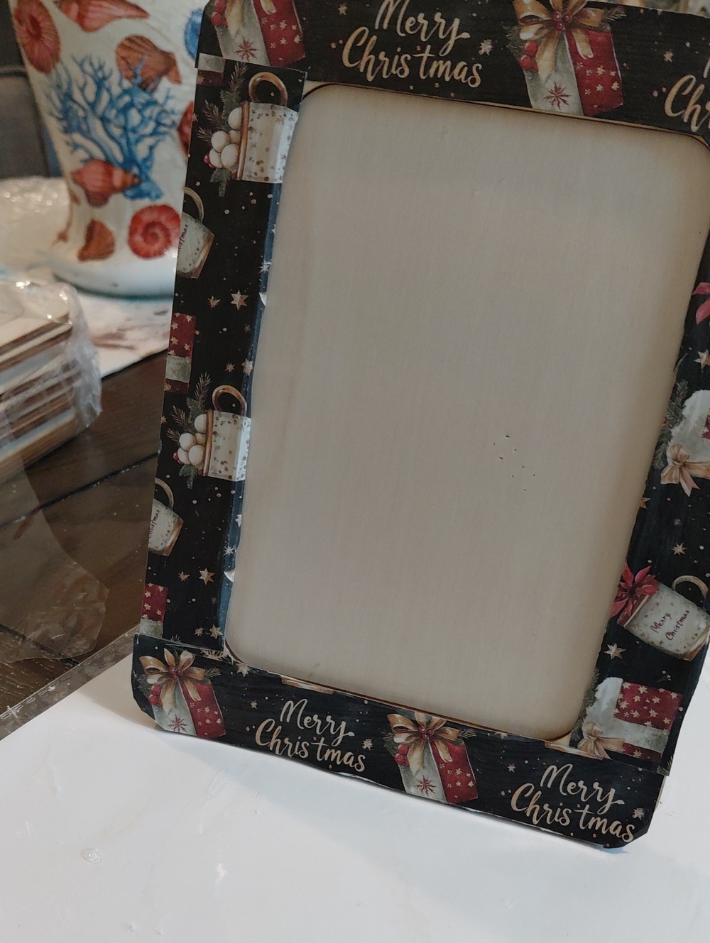 Merry Christmas Decorative Photo Frame - Black Holiday Gift Design